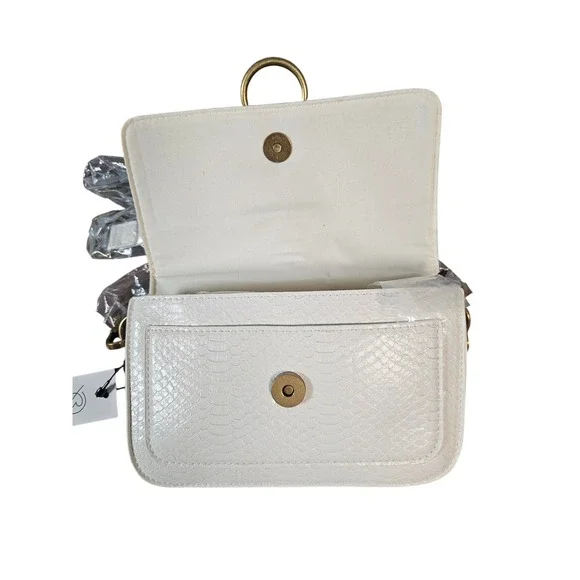 The Drop Avalon Crossbody Bag Women OS Ivory NEW Faux Snake Skin GH27122-IVORY - Picture 8 of 10